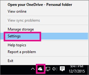 OneDrive Settings
