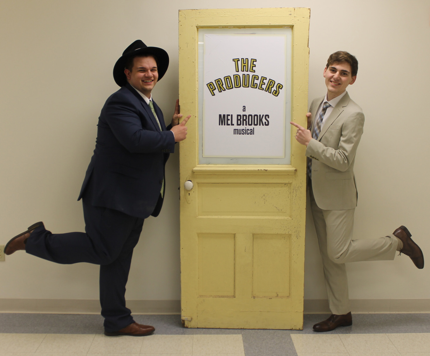 Alex McRoy of Harrisburg (left) plays Max and Jordan Richey of Benton plays Leo, the main characters in The Producers at SIC April 20-22. Reserved tickets are on sale now.