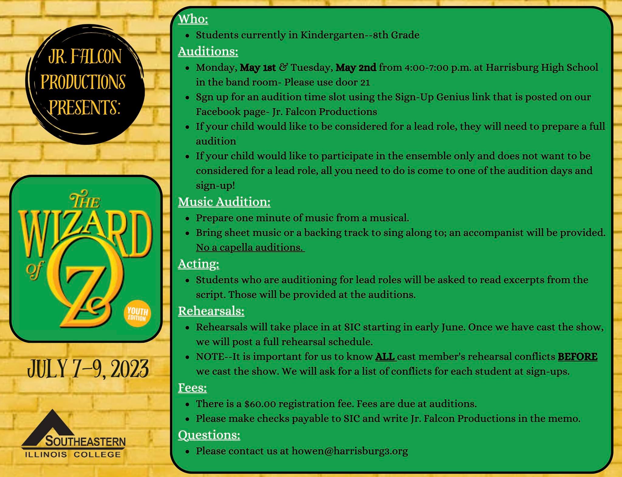 Wizard of Oz Auditions